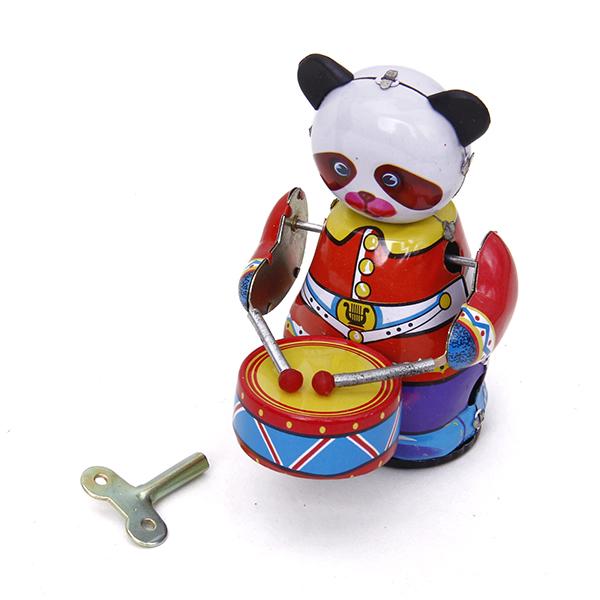 Vintage Toys Collection - Nakręcana Panda Perkusista na Zegar, Zabawka