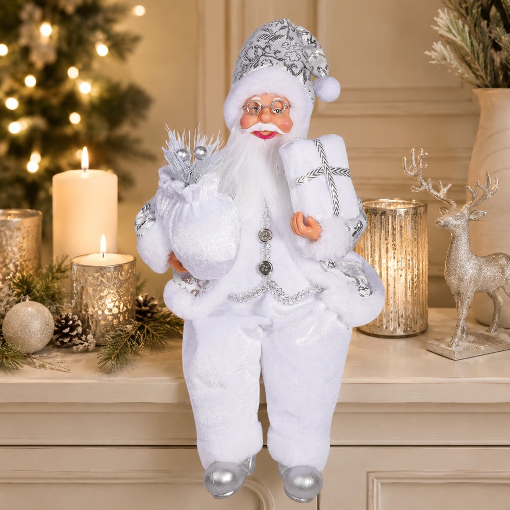 Vintage Collectible Santa - 1 szt. Biały element dekoracyjny Świętego