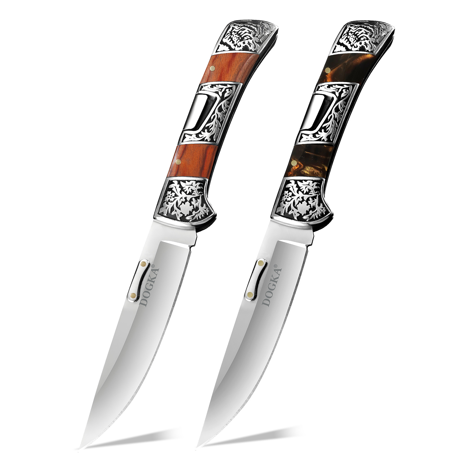 Vintage Collectible Knife - Vintage'owy grawerowany składany nóż kieszonkowy, retro